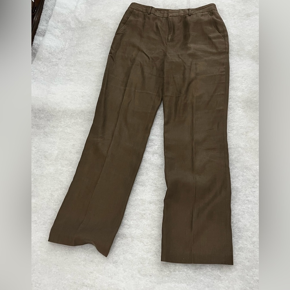 Lauren Ralph Lauren 100% Linen Brown Lined Trousers Women’s 6 Office Casual